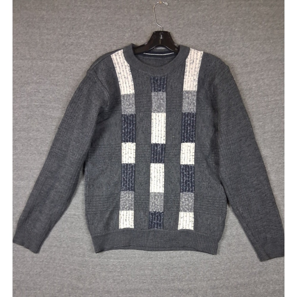Unbranded Mens Sweater S Gray Patchwork Wool Blend Dark Academia Preppy Cabin